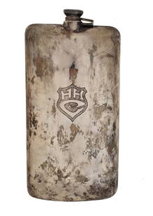 Huge Prohibition Era Sterling Silver Hip Flask Medicinal Purposes Whiskey Dr. Pickett Charles Hoult: Described By: Michelle NODD 65716 Title: Huge Prohibition Era Sterling Silver Hip Flask Medicinal Purposes Whiskey Dr. Pickett Charles Hoult Dallas Texas Marvins Prescription Laboratory Description:Hu