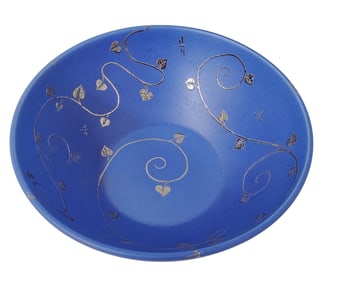 Emilia Castillo Mexican Silver Overlay Art Pottery Bowl Los Castillo Daughter Plata Pura