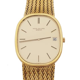 Heavy 18k Gold Patek Philippe Ellipse 3605/1 Date Mens Jumbo Watch w Box
