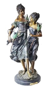 Antique Auguste Moreau Bronze Sculpture Statue Lamp Sisters
