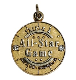 Vintage 10K Gold Fine Diamond Triple A All-Star Game Columbus Ohio Baseball Pendant