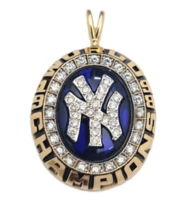 New York NY Yankees World Series 14k Gold Diamond Ring Top Pendant for Owners Wife