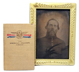 Large Size Tintype Civil War Soldier Antique w The American Soldiers Creed