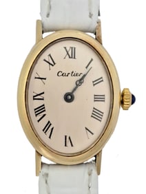 Cartier Large Genuine 14K Gold Oval Ladies Wrist Watch Numbered Signed Mechanical