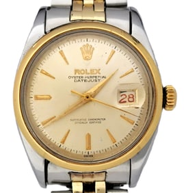 Scarce Early Rolex Datejust Red Date Tropical Dial Smooth Bezel Mens Wrist Watch