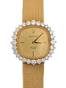 Extraordinary Rolex Orchid 18k Vintage Ladies 1960s Fine Diamond Halo Wristwatch