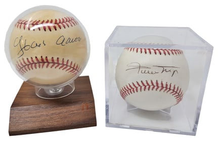 Hank Aaron Willie Mays Signed Lot Of Two Genuine Autographed Baseballs w/ COAs