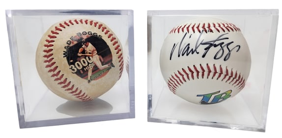 Tampa Bay Devil Rays Wade Boggs Signed Autographed Baseball w/ Commemorative 3000 Hits Ball