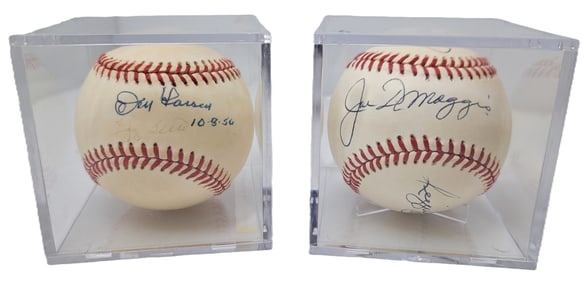 New York Yankees Signed Baseballs Mickey Mantle Joe DiMaggio Yogi Berra Don Larsen Reggie Jackson