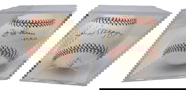 New York Yankees Signed Baseballs Mickey Mantle Joe DiMaggio Yogi Berra Don Larsen Reggie Jackson: Described By:Dillon CNX 0259 0654 Title:New York Yankees Signed Baseballs Mickey Mantle Joe DiMaggio Yogi Berra Don Mattingly Reggie Jackson Don Larsen Description: Lot of Two New York Yankees