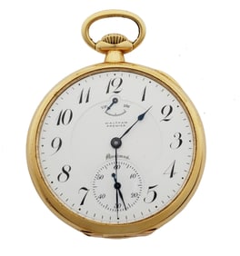 Very Rare Waltham Premier Maximus 20J Up Down 18k Heavy Gold Pocket Watch