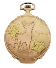 Huge 14k Multicolor Gold Hunter Box Case 16s Waltham PS Bartlett Mens Strong Running Pocket Watch