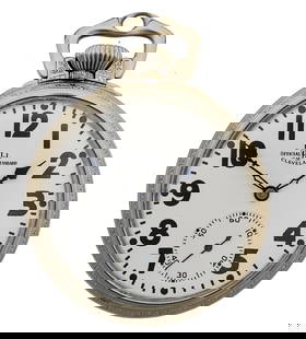Very Rare Case 23J Illinois Ball Railroad Pocket Watch: Described By:Michelle NMDD 66257 Title:Very Rare Case 23J Illinois Ball Railroad Pocket Watch Description: Very Rare Case 23J Illinois Ball Railroad Pocket Watch. We believe this swirly white gold