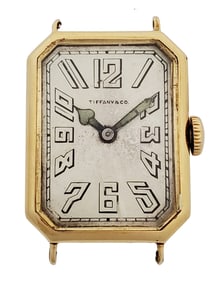 Extra Rare 18k Gold Tiffany IWC Oversized Mens Exploded Numbers Art Deco Wrist Watch
