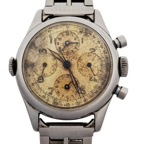 Ultra Scarce Universal Geneve Screwback Aero-Compax Dual Time Chronograph