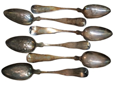 Very Rare CD Oak Florida Coin Silver Large Spoons Jacksonville Circa 1850s or 60s