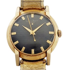 Unusual Oversized 14k Gold Baume Mercier Art Deco Mens Running Wrist Watch