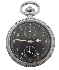 Scarce Hamilton Military Chronograph Model 23 Pocket Watch