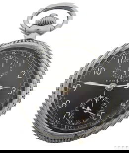 Scarce Hamilton Military Chronograph Model 23 Pocket Watch: Described By:Michelle NOOE 66268 Title: Scarce Hamilton Military Chronograph Model 23 Pocket Watch Description: Scarce Hamilton Military Chronograph Model 23 Pocket Watch Case Size:51mm