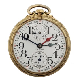Elgin Father Time Railroad 2 Time Zone Up Down Indicator  Pocket Watch