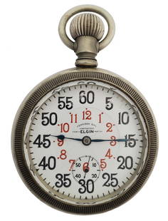 Massive 21J Unusual Elgin Veritas Railroad Pocket Watch: Described By:Michelle NOME 66260 Title:Massive 21J Unusual Elgin Veritas Railroad Pocket Watch Description: Massive 21J Unusual Elgin Veritas Railroad Pocket Watch Case Size:62mm Condition:Dial