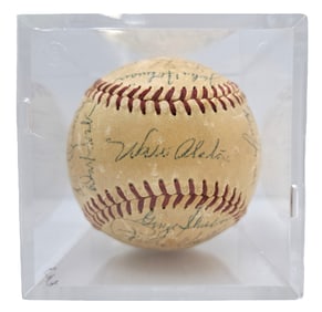 Authentic 1955 Brooklyn Dodgers Signed Team Baseball Jackie Robison Roy Campanella Sandy Koufax JSA
