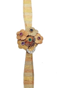 Unusual Longines 14k White Yellow Rose Gold Diamond Emerald Sapphire Ruby Peek a Boo Ladies Watch