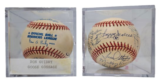 1978 World Series New York Yankees Team Ball Reggie Jackson Goose Gossage Ron Guidry Two Baseballs