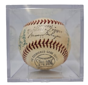 Genuine 1954 Brooklyn Dodgers Team Signed Baseball Jackie Robinson Roy Campanella Duke Snider