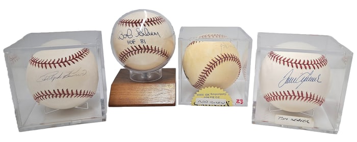 Authentic Bob Gibson Ralph Kiner Rod Carew Tom Seaver Lot Of Four Signed Autographed Baseballs w COA