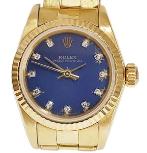 Very Scarce 18k Gold Rolex Ford Motor Orig Diamond Dial Ladies Oyster Perpetual Box: Described By:Michelle NRYED 65291 Title:Very Scarce 18k Gold Rolex Ford Motor Orig Diamond Dial Ladies Oyster Perpetual Box Description: Very Scarce 18k Gold Rolex Ford Motor Orig Diamond Dial Ladies