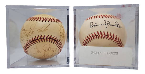 Genuine Robin Roberts Signed Baseball w/ 1994 Philadelphia Phillies Spring Training Team Autographed: Described By:Dillon CNX 0259 0712 Title:Genuine Robin Roberts Signed Baseball w/ 1994 Philadelphia Phillies Spring Training Team Autographed Ball Description: Signed at the city of Clearwater Chamber