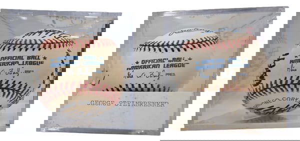 George Steinbrenner & 1997/1998 New York Yankees Team 2 Signed Baseballs Derek Jeter Mariano Rivera