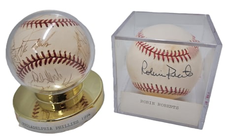 1994 Philadelphia Phillies Spring Training Team Signed Baseball w/ Robin Roberts Autographed Ball
