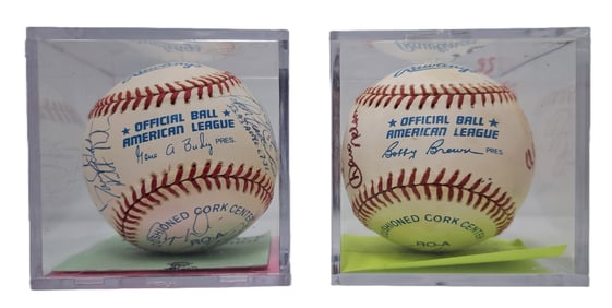 1995/1996 Toronto Blue Jays V Cleveland Indians & 2000 Blue Jays Team Lot Of Two Signed Baseballs