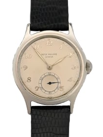 Rare Bregeut Dial Patek Philippe Large Steel Screwback Calatrava 565 W/ Extract