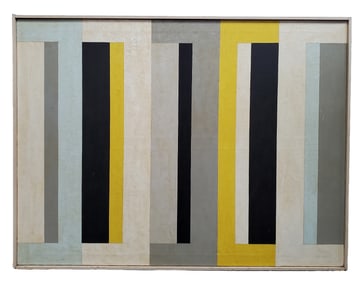 John McLaughlin Hardedge Mid Century Modern Geometric Abstract Oil Painting 36x48in Landau Gallery L