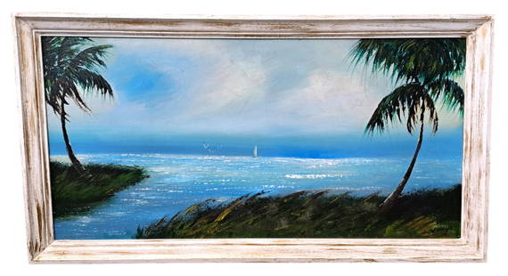 Very Large Florida Highwaymen Isaac Knight Painting FL Oil on Board w/ Strong Provenance: Described By:  AF HFA DT Title: Very Large Florida Highwaymen Isaac Knight Painting FL Oil on Board w/ Strong Provenance Description:Very Large Highwaymen Isaac Knight Painting Oil on Board w/ Strong