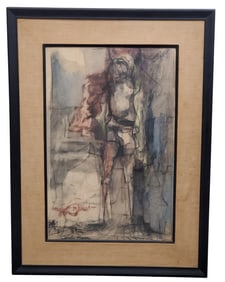 Keith Finch Abstract Figure Watercolor California UCLA And Landau Gallery Artist