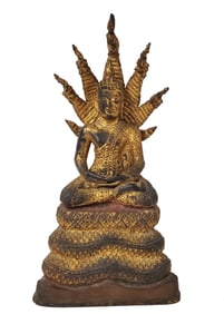 Heavy 16in Gilt Bronze Buddha India Tibet Southeast Asian Vintage Old or Antique