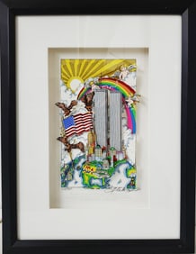 Charles Fazzino NYC 9/11 World Trade Center Twin Towers Memorial 3D Pop Art Collage COA