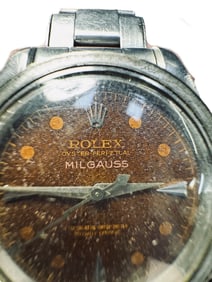 Rare 1950s Rolex Milgauss 6541 Original Tropical Pink Dial Running Watch From Florida Estate