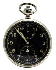 A Lunser Berlin German WWII Army Artillery Chronograph Pocket Watch