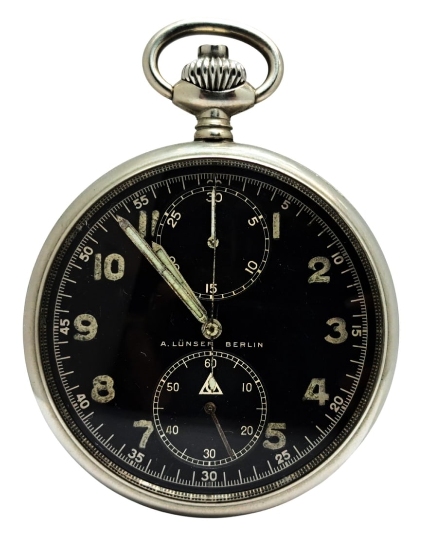 A Lunser Berlin German WWII Army Artillery Chronograph Pocket Watch (1 of 8)