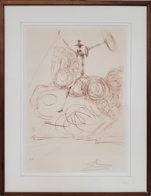 Salvador Dali Signed European EA Artist Proof 1960s-70s Sepia Etching 17x11in
