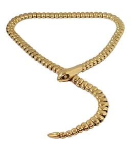 Incredible 18k Yellow Gold Snake Asp Ladies Unisex Necklace Choker 103.9 Grams