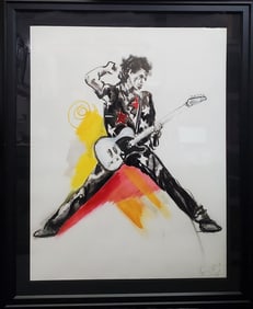 Giant Ronnie Wood Color Monoprint of Keith Richards Rolling Stones British Pop Art