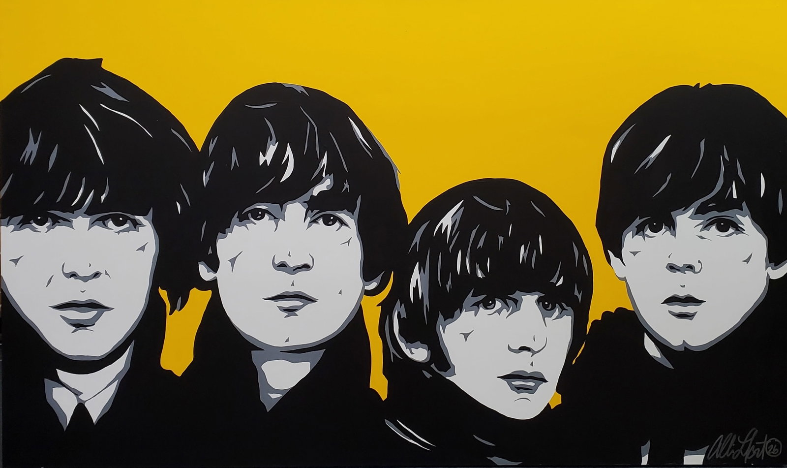 Very Large Allison Lefcort Beatles Pop Art British Rock n Roll Band Painting (1 of 7)
