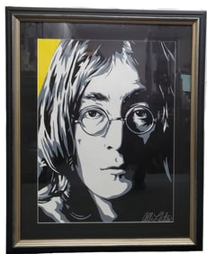 Large Allison Lefcort John Lennon Portrait Beatles Pop Art British Rock n Roll Band Painting