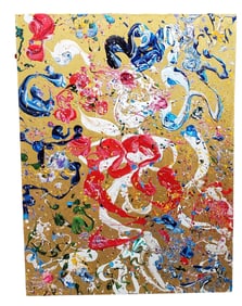 Large Mike Chearney Abstract Expressionist Pop Art Painting Baltimore Los Angeles European Exhibitin
